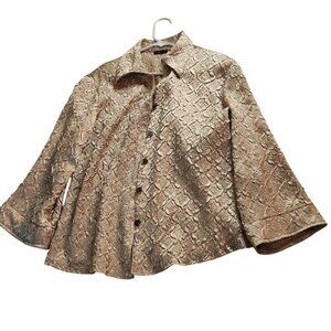 Gold Blouse Jennifer Lloyd XL Long Sleeve Button-Up party office new years